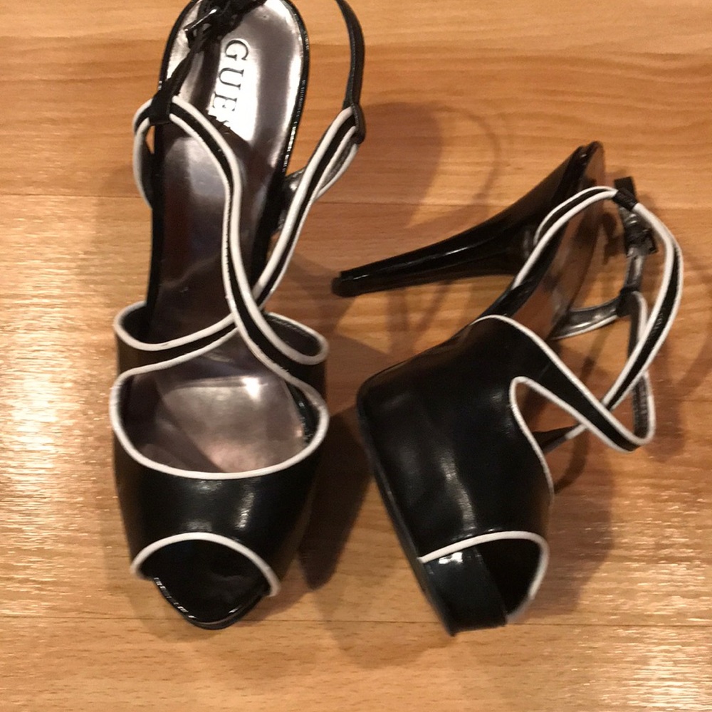 Guess black and white heels